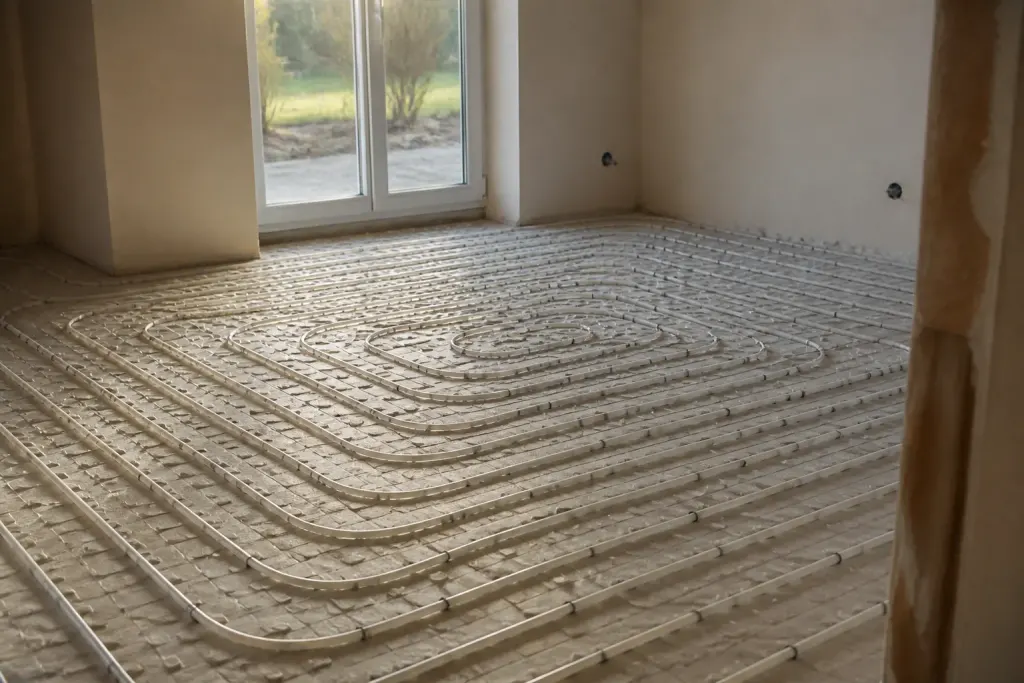 Dalle chauffee puis refroidie avant pose parquet