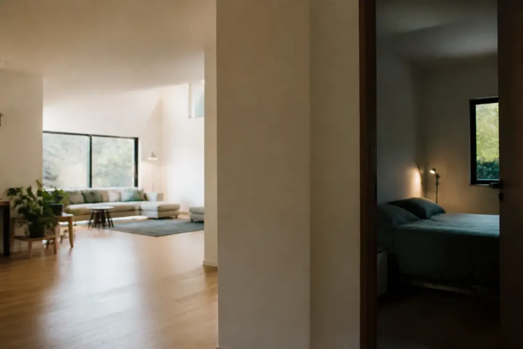 Plan organisation maison zones jour nuit separees clairement